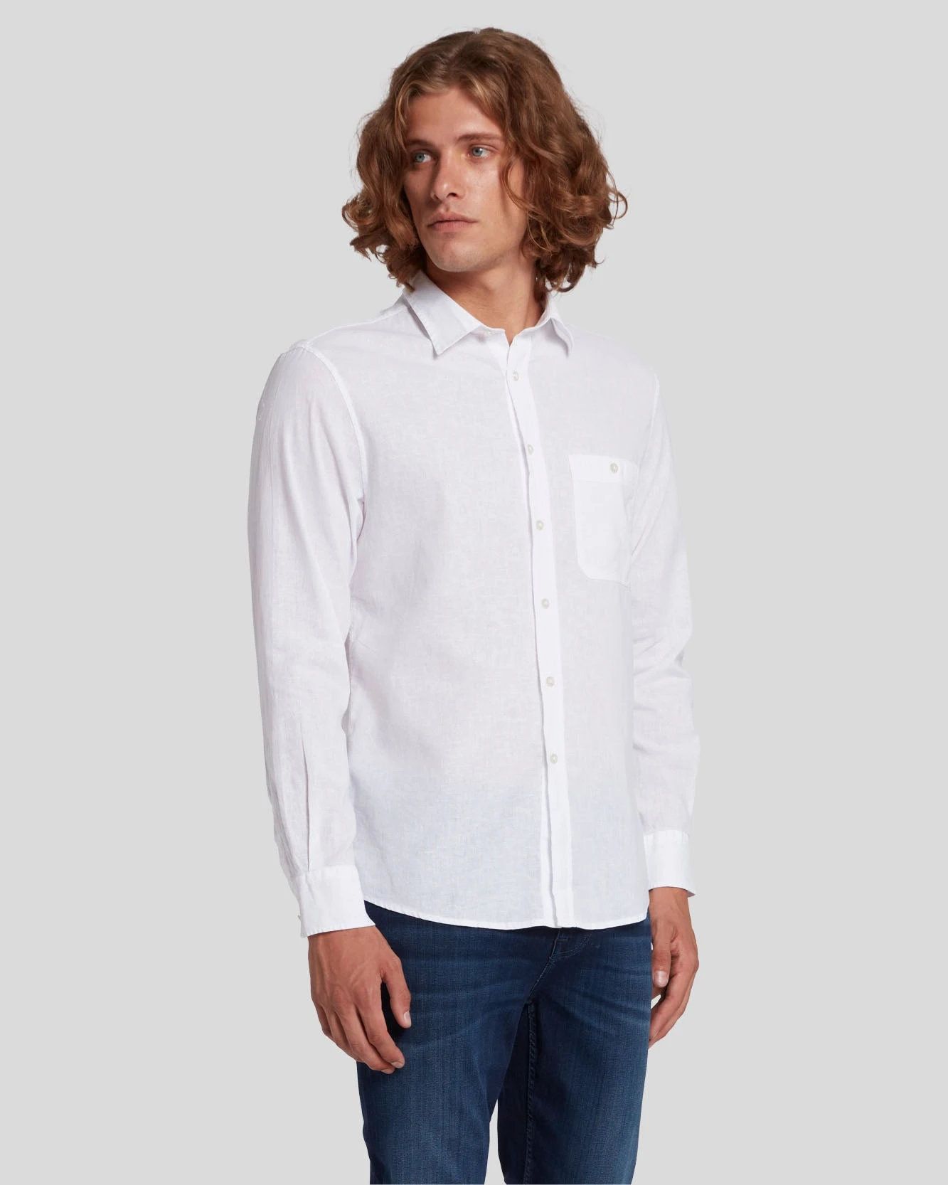 7 For All Mankind Linen Blend Button Up Shirt In White 8 7 For All Mankind Linen Blend Button Up Shirt In White - Image 6