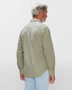 7 For All Mankind Linen Blend Button Up Shirt In Pewter Green -7 For All Mankind 7MSFMH31 20PWG 4