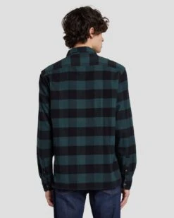 7 For All Mankind Flannel Overshirt In Hunter Green -7 For All Mankind 7MSFMS36 HUG 4