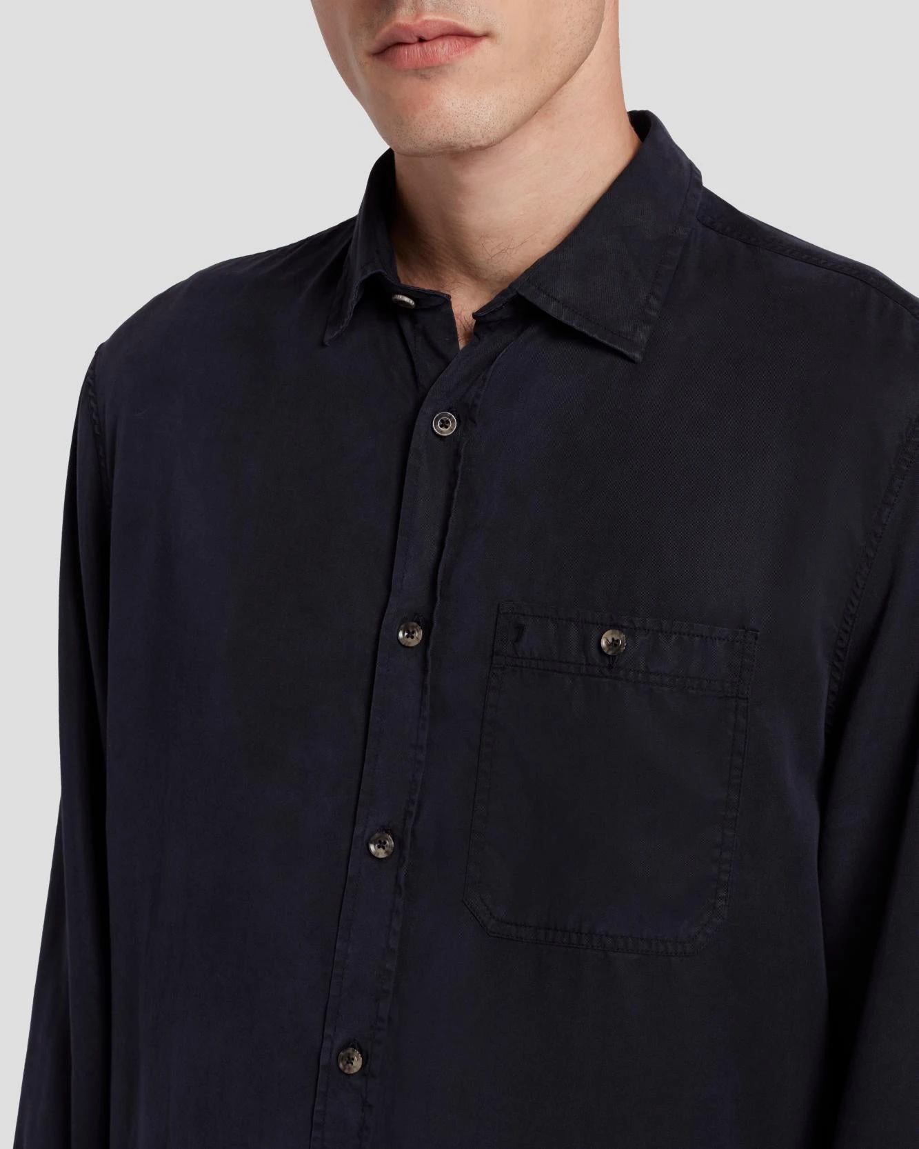 7 For All Mankind Tencel Shirt In Navy 7 7 For All Mankind Tencel Shirt In Navy - Image 5