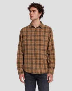7 For All Mankind Checkered Overshirt In Sand -7 For All Mankind 7MSFMW02 SND 3