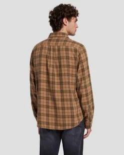 7 For All Mankind Checkered Overshirt In Sand -7 For All Mankind 7MSFMW02 SND 4