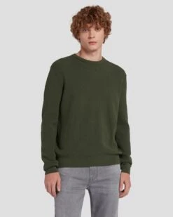 7 For All Mankind Luxe Performance Ribbed Sweater In Army