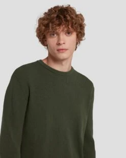 7 For All Mankind Luxe Performance Ribbed Sweater In Army -7 For All Mankind 7MSHMH14 ARM 3