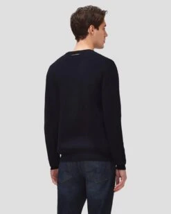 7 For All Mankind Luxe Performance Plus Sweater In Navy -7 For All Mankind 7MSHMH14 NVY 4