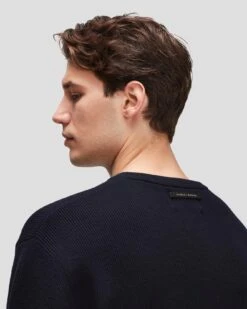 7 For All Mankind Luxe Performance Plus Sweater In Navy -7 For All Mankind 7MSHMH14 NVY 5