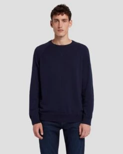 7 For All Mankind Wool Blend Crewneck In Navy