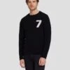 7 For All Mankind Cashmere Wool Instarsia Crewneck In Black -7 For All Mankind 7MSHMY23 BLK 1