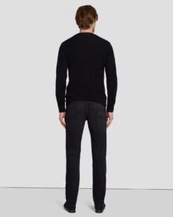7 For All Mankind Cashmere Wool Instarsia Crewneck In Black -7 For All Mankind 7MSHMY23 BLK 4