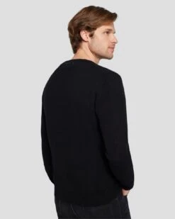 7 For All Mankind Cashmere Wool Instarsia Crewneck In Black -7 For All Mankind 7MSHMY23 BLK 5
