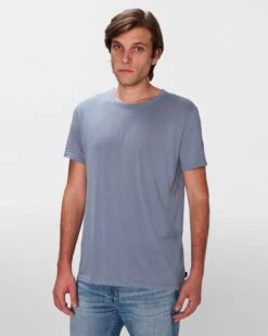 7 For All Mankind Featherweight Cotton Tee In French Blue -7 For All Mankind 7MSLMP11 FRB 3