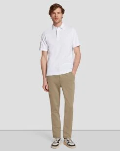7 For All Mankind Pique Knit Polo In White 12 7 For All Mankind Pique Knit Polo In White -7 For All Mankind 7MSMMH22 WHT 5