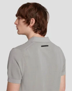 7 For All Mankind Textured Sweater Polo In Cloudy Grey -7 For All Mankind 7MSMMH26 GRY 5