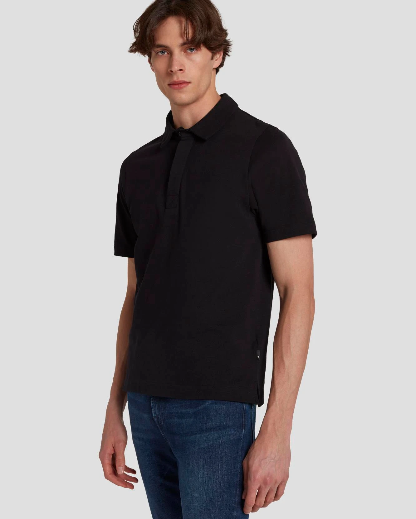 7 For All Mankind Pique Knit Polo In Black 4 7 For All Mankind Pique Knit Polo In Black - Image 2