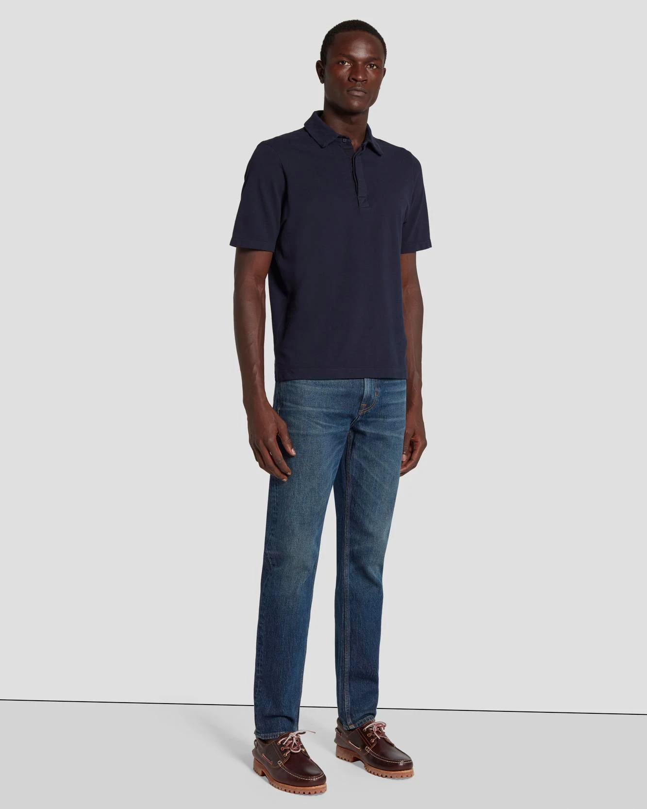 7 For All Mankind Pique Knit Polo In Navy 5 7 For All Mankind Pique Knit Polo In Navy - Image 3