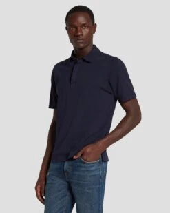 7 For All Mankind Pique Knit Polo In Navy 13 7 For All Mankind Pique Knit Polo In Navy -7 For All Mankind 7MSMMM35 NVY 6