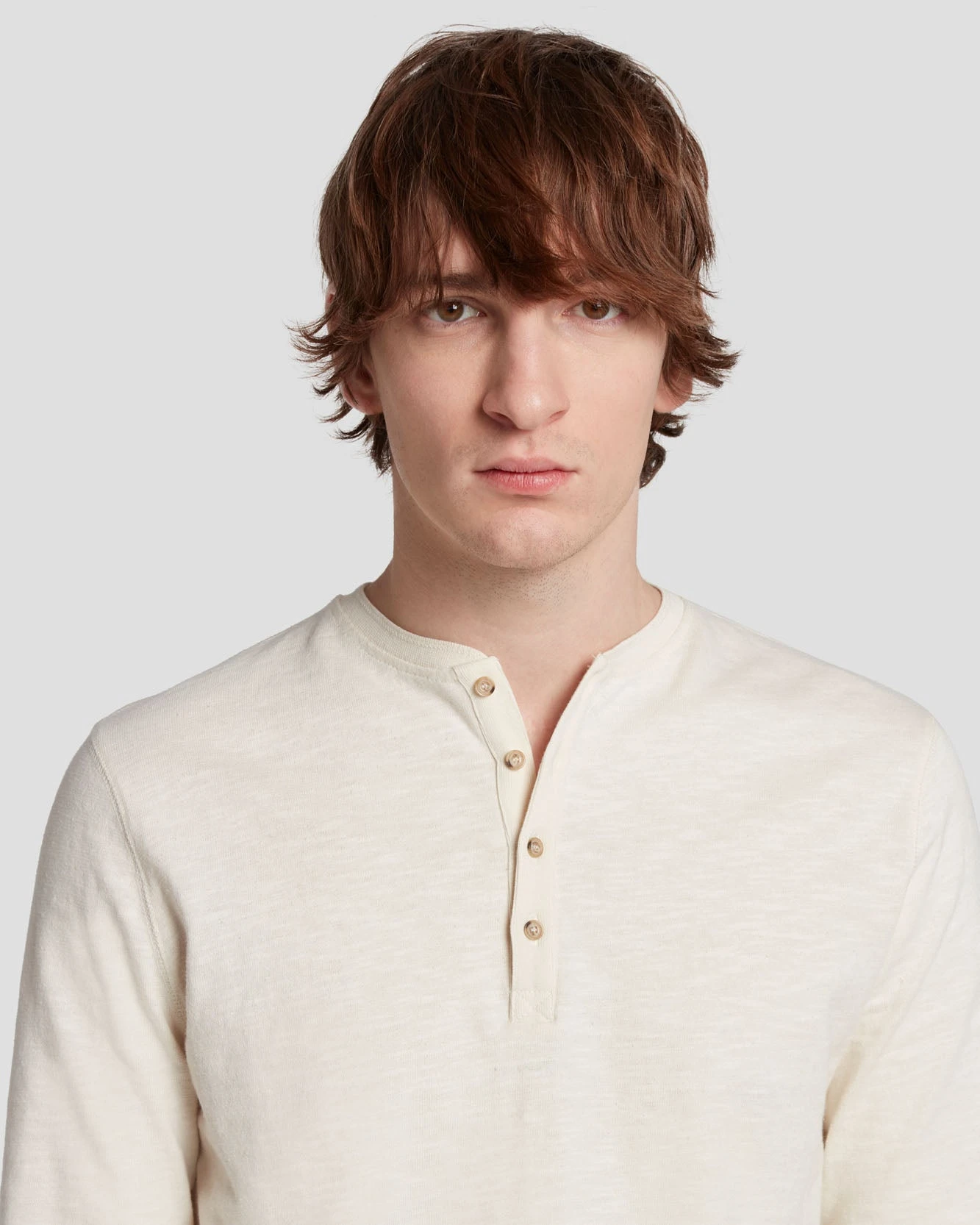 7 For All Mankind Long Sleeve Henley In Dover White 4 7 For All Mankind Long Sleeve Henley In Dover White - Image 2