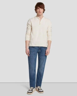 7 For All Mankind Long Sleeve Henley In Dover White 10 7 For All Mankind Long Sleeve Henley In Dover White -7 For All Mankind 7MSPMH37 DRW 3