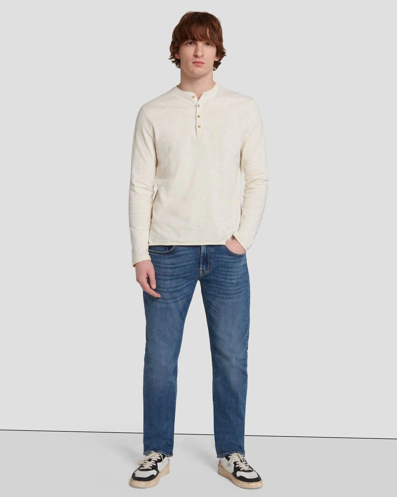 7 For All Mankind Long Sleeve Henley In Dover White 8 7 For All Mankind Long Sleeve Henley In Dover White - Image 6