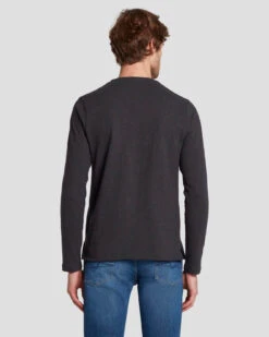7 For All Mankind Long Sleeve Henley In Naval Blue -7 For All Mankind 7MSPMH37 NVB 4