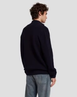 7 For All Mankind Luxe Performance Zip Sweater In Navy -7 For All Mankind 7MSWMH14 NVY 4