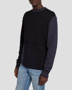 7 For All Mankind Merino Patchwork Sweater In Navy -7 For All Mankind 7MZHMH12 NVY 3