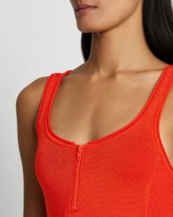 7 For All Mankind High Shine Quarter Zip Ribbed Tank In Koi -7 For All Mankind 7N103F14 KOI 3