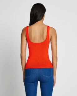 7 For All Mankind High Shine Quarter Zip Ribbed Tank In Koi -7 For All Mankind 7N103F14 KOI 4