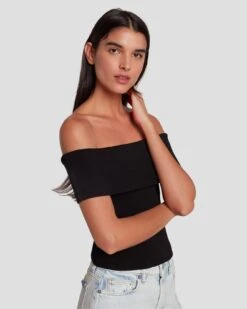 7 For All Mankind Off The Shoulder Ribbed Top In Black 12 7 For All Mankind Off The Shoulder Ribbed Top In Black -7 For All Mankind 7N116F23 BLK 5