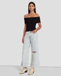 7 For All Mankind Off The Shoulder Ribbed Top In Black 13 7 For All Mankind Off The Shoulder Ribbed Top In Black -7 For All Mankind 7N116F23 BLK 6