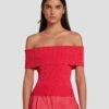 7 For All Mankind Off The Shoulder Ribbed Top In Geranium