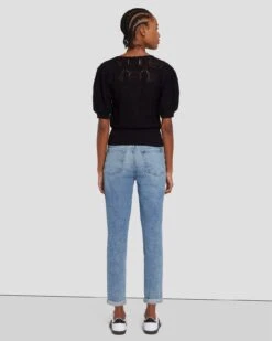 7 For All Mankind Short Sleeve Crochet Sweater In Black -7 For All Mankind 7N118C72 BLK 3