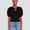 7 For All Mankind Short Sleeve Crochet Sweater In Black -7 For All Mankind 7N118C72 BLK 5