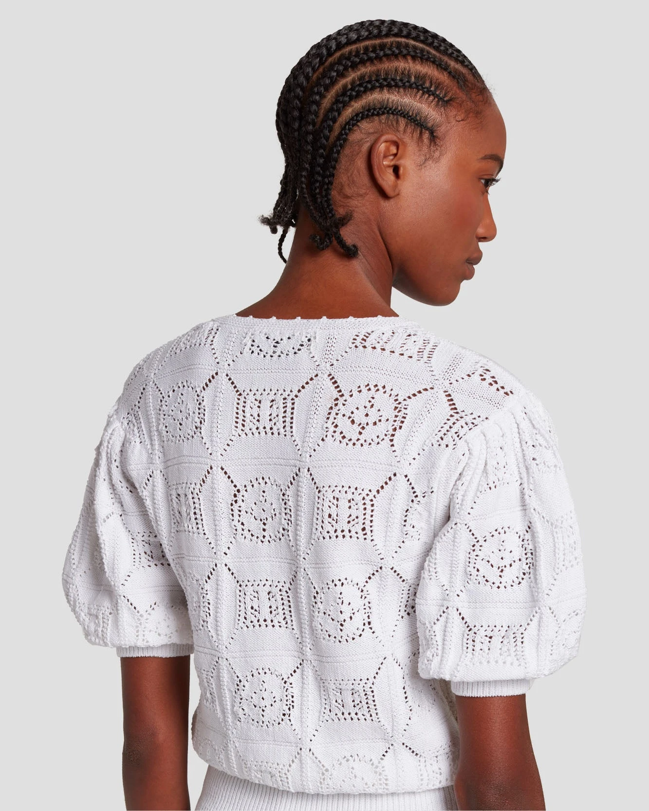 7 For All Mankind Short Sleeve Crochet Sweater In Bright White 7 7 For All Mankind Short Sleeve Crochet Sweater In Bright White - Image 5