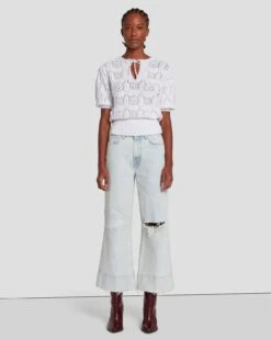 7 For All Mankind Short Sleeve Crochet Sweater In Bright White 13 7 For All Mankind Short Sleeve Crochet Sweater In Bright White -7 For All Mankind 7N118C72 BRW 6