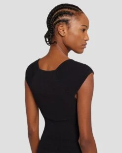 7 For All Mankind Sweetheart Rib Top In Black -7 For All Mankind 7N119D35 BLK 4