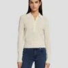 7 For All Mankind Quarter Zip Polo Sweater In Cream