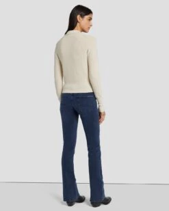 7 For All Mankind Quarter Zip Polo Sweater In Cream -7 For All Mankind 7N120F35 CRM 4