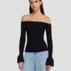 7 For All Mankind Off Shoulder Sweater In Black -7 For All Mankind 7N121F35 BLK 1