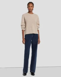 7 For All Mankind Cashmere Crewneck Sweater In Oatmeal -7 For All Mankind 7N122F34 OAT 3