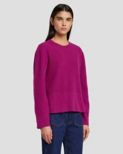 7 For All Mankind Cashmere Crewneck Sweater In Raspberry