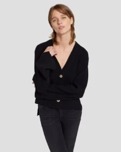 7 For All Mankind Cashmere Cardigan In Black -7 For All Mankind 7N123F34 BLK 6