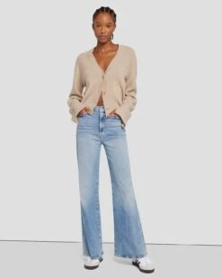 7 For All Mankind Cashmere Cardigan In Oatmeal -7 For All Mankind 7N123F34 OAT 3