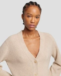 7 For All Mankind Cashmere Cardigan In Oatmeal -7 For All Mankind 7N123F34 OAT 5