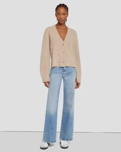 7 For All Mankind Cashmere Cardigan In Oatmeal -7 For All Mankind 7N123F34 OAT 6