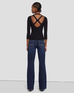 7 For All Mankind Open Back Knit Top In Black -7 For All Mankind 7N124D35 BLK 4
