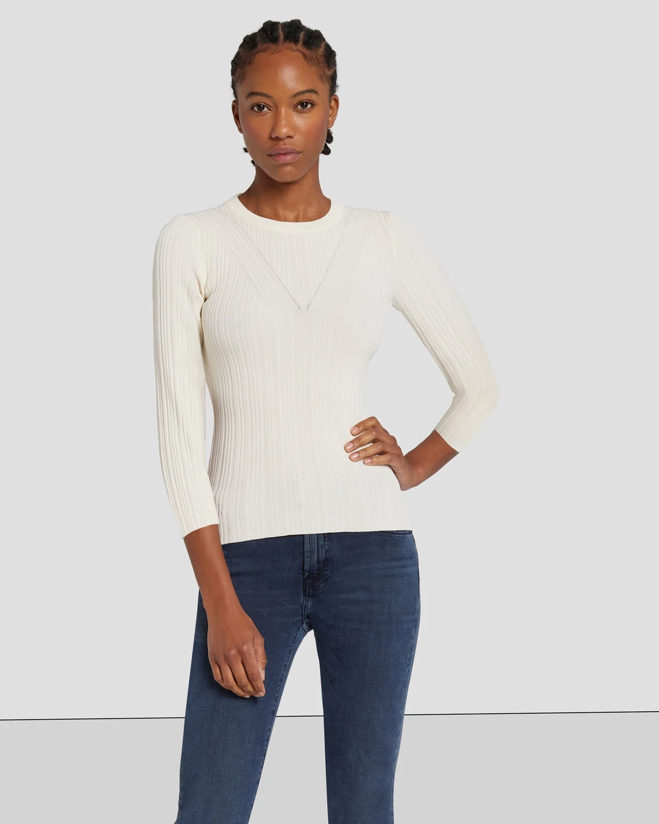 7 For All Mankind Open Back Knit Top In Cream 4 7 For All Mankind Open Back Knit Top In Cream - Image 2