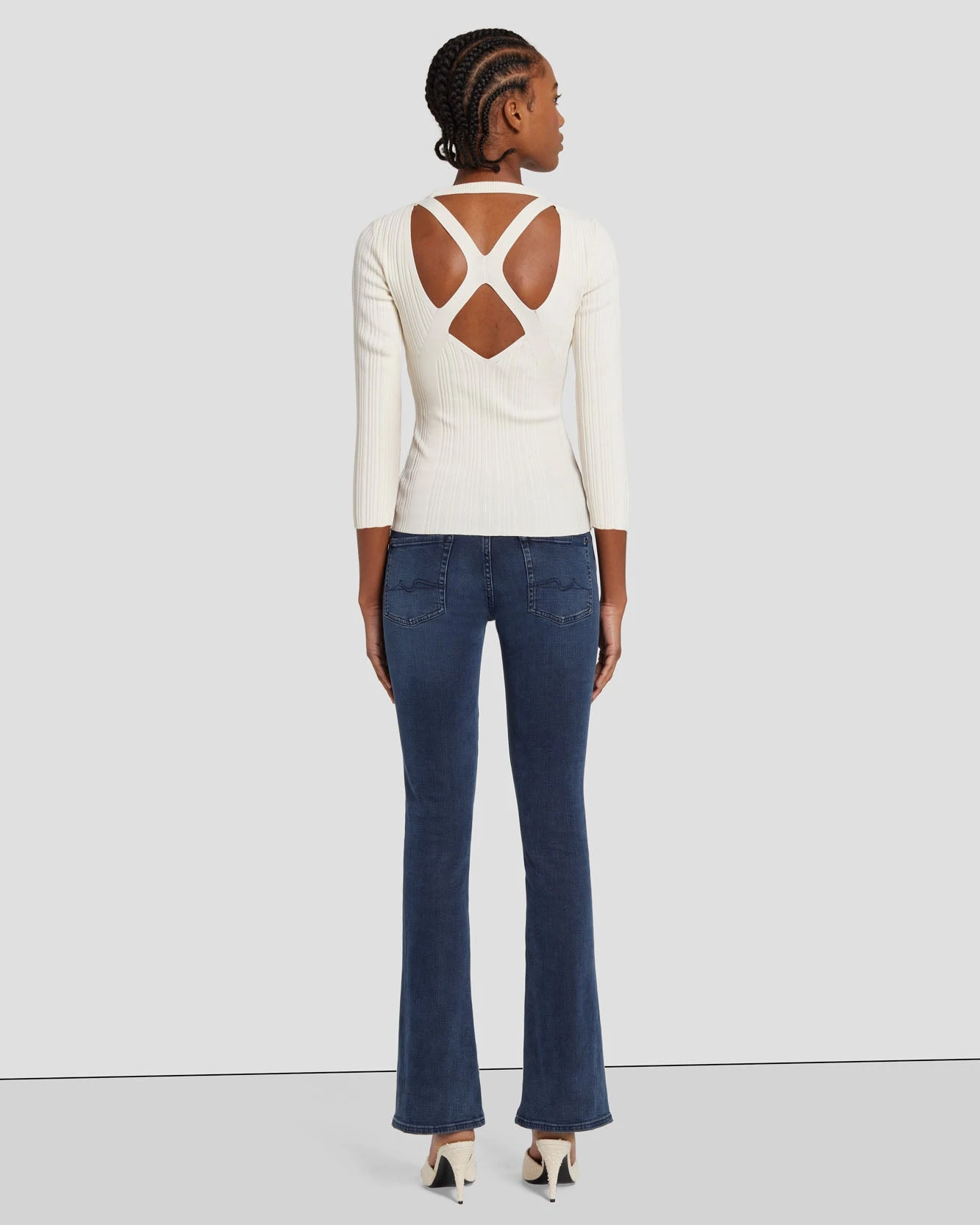 7 For All Mankind Open Back Knit Top In Cream 6 7 For All Mankind Open Back Knit Top In Cream - Image 4