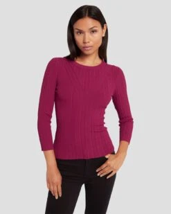 7 For All Mankind Open Back Knit Top In Raspberry -7 For All Mankind 7N124D35 RBR 4