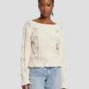 7 For All Mankind Floral Cable Knit Sweater In Cream -7 For All Mankind 7N125F46 CRM 1